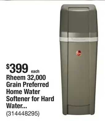 The Home Depot Rheem 32,000 Grain Preferred Home Water Softener for Hard Water and Iron Reduction offer