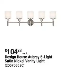 The Home Depot Design House Aubrey 5-Light Satin Nickel Vanity Light offer