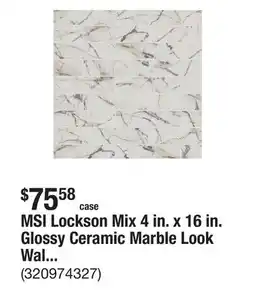 The Home Depot MSI Lockson Mix 4 in. x 16 in. Glossy Ceramic Marble Look Wall Tile (17.22 sq. ft./Case) offer