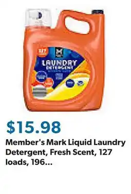 Sam's Club Member's Mark Liquid Laundry Detergent, Fresh Scent, 127 loads, 196 fl. oz offer