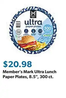 Sam's Club Member's Mark Ultra Lunch Paper Plates, 8.5, 300 ct offer