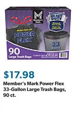 Sam's Club Member's Mark Power Flex 33-Gallon Large Trash Bags, 90 ct offer