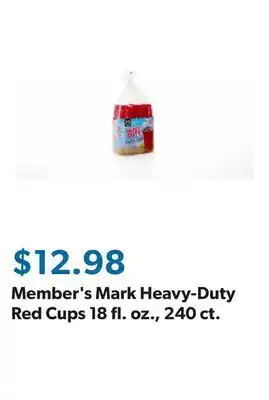 Sam's Club Member's Mark Heavy-Duty Red Cups 18 fl. oz., 240 ct offer