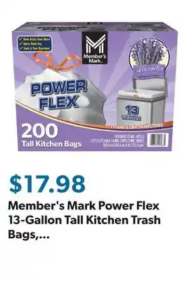 Sam's Club Member's Mark Power Flex 13-Gallon Tall Kitchen Trash Bags, Lavender, 200 ct offer