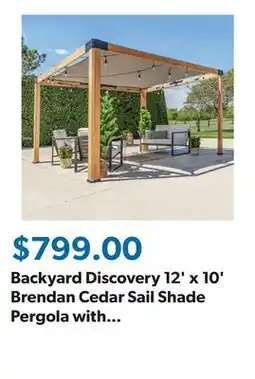 Sam's Club Backyard Discovery 12' x 10' Brendan Cedar Sail Shade Pergola with PowerPort offer