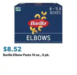 Sam's Club Barilla Elbow Pasta 16 oz., 6 pk offer