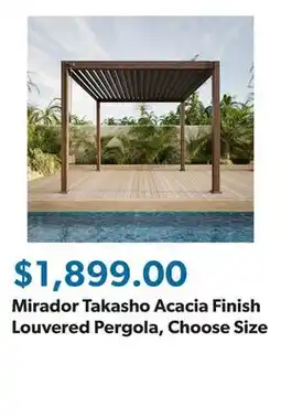 Sam's Club Mirador Takasho Acacia Finish Louvered Pergola, Choose Size offer