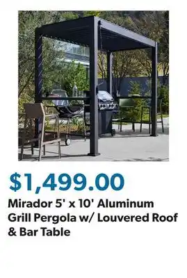 Sam's Club Mirador 5' x 10' Aluminum Grill Pergola w/ Louvered Roof & Bar Table offer