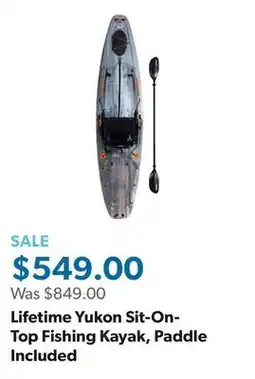 Sam's Club Lifetime Yukon Sit-On-Top Fishing Kayak, Paddle Included offer