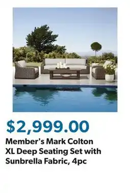 Sam's Club Member's Mark Colton XL Deep Seating Set with Sunbrella Fabric, 4pc offer