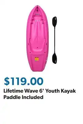 Sam's Club Lifetime Wave 6' Youth Kayak Paddle Included offer