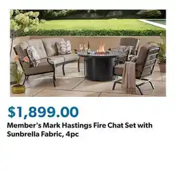 Sam's Club Member's Mark Hastings Fire Chat Set with Sunbrella Fabric, 4pc offer