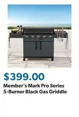 Sam's Club Member's Mark Pro Series 5-Burner Black Gas Griddle offer