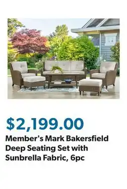 Sam's Club Member's Mark Bakersfield Deep Seating Set with Sunbrella Fabric, 6pc offer