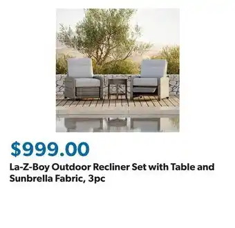 Sam's Club La-Z-Boy Outdoor Recliner Set with Table and Sunbrella Fabric, 3pc offer