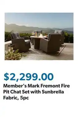 Sam's Club Member's Mark Fremont Fire Pit Chat Set with Sunbrella Fabric, 5pc offer