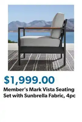 Sam's Club Member's Mark Vista Seating Set with Sunbrella Fabric, 4pc offer