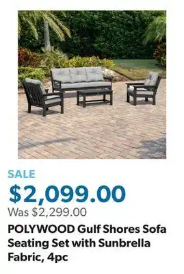 Sam's Club POLYWOOD Gulf Shores Sofa Seating Set with Sunbrella Fabric, 4pc offer