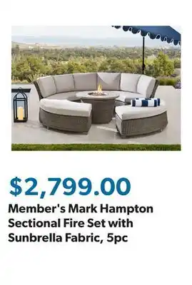 Sam's Club Member's Mark Hampton Sectional Fire Set with Sunbrella Fabric, 5pc offer