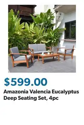 Sam's Club Amazonia Valencia Eucalyptus Deep Seating Set, 4pc offer