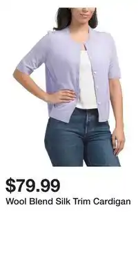 TJ Maxx Wool Blend Silk Trim Cardigan offer