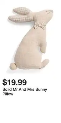 TJ Maxx Solid Mr And Mrs Bunny Pillow offer