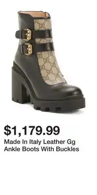 TJ Maxx Made In Italy Leather Gg Ankle Boots With Buckles offer