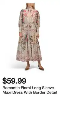 TJ Maxx Romantic Floral Long Sleeve Maxi Dress With Border Detail offer