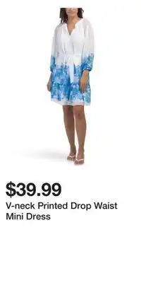 TJ Maxx V-neck Printed Drop Waist Mini Dress offer