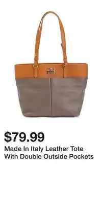 TJ Maxx Made In Italy Leather Tote With Double Outside Pockets offer