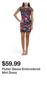 TJ Maxx Flutter Sleeve Embroidered Mini Dress offer