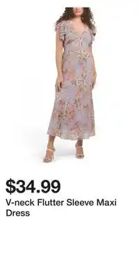 TJ Maxx V-neck Flutter Sleeve Maxi Dress offer