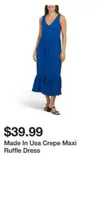 TJ Maxx Made In Usa Crepe Maxi Ruffle Dress offer