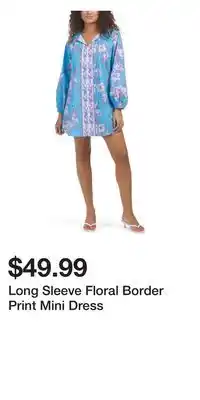 TJ Maxx Long Sleeve Floral Border Print Mini Dress offer