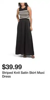 TJ Maxx Striped Knit Satin Skirt Maxi Dress offer