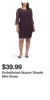 TJ Maxx Embellished Illusion Sheath Mini Dress offer