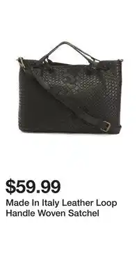 TJ Maxx Made In Italy Leather Loop Handle Woven Satchel offer