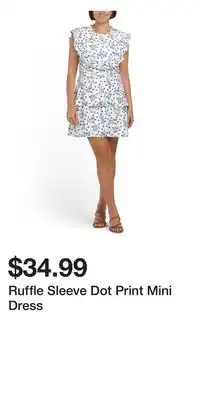 TJ Maxx Ruffle Sleeve Dot Print Mini Dress offer