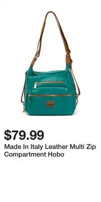 TJ Maxx Made In Italy Leather Multi Zip Compartment Hobo offer