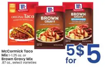 Albertsons McCormick Taco Mix or Brown Gravy Mix offer