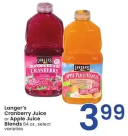 Albertsons Langer's Cranberry Juice or Apple Juice Blends offer