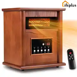 Walmart LifePlus Space Heater Infrared Quartz Electric Heaters 1500W Portable Wood with Remote offer