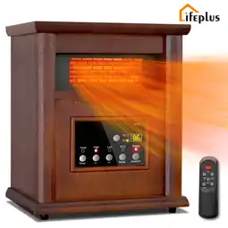 Walmart LifePlus Space Heater Infrared Quartz Electric Heaters 1500W Portable Wood with Remote offer