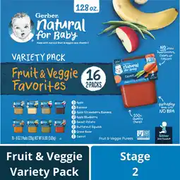 Walmart Gerber Stage 2 Baby Food Fruit & Veggie Variety Pack, 4 oz Tubs (2 pack) offer