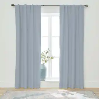 Walmart Better Homes & Gardens Linen Blend Curtain, Single Panel, Blue Water, 50 W x 84 L offer