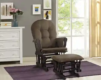 Walmart Angel Line Windsor Glider and Ottoman, Espresso Finish with Chocolate Cushions offer