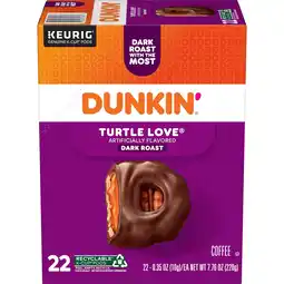 Walmart Dunkin Turtle Love Artificially Flavored Coffee, Dark Roast, Keurig K Cup Pods, 22 Count Box offer