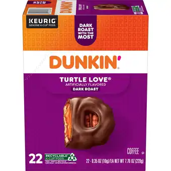 Walmart Dunkin Turtle Love Artificially Flavored Coffee, Dark Roast, Keurig K Cup Pods, 22 Count Box offer