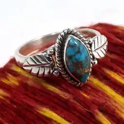 Walmart TIANBEN Designice Marquise Cut Turquoise Leaf Ring, 925 Sterling Silver offer