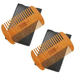 Walmart Viking Revolution - Wooden Beard Comb - Beard Brush Mustache Comb & Case - 2 Packs offer